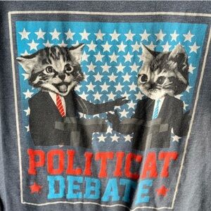 Mad Engine Cat Political Tee Size Large